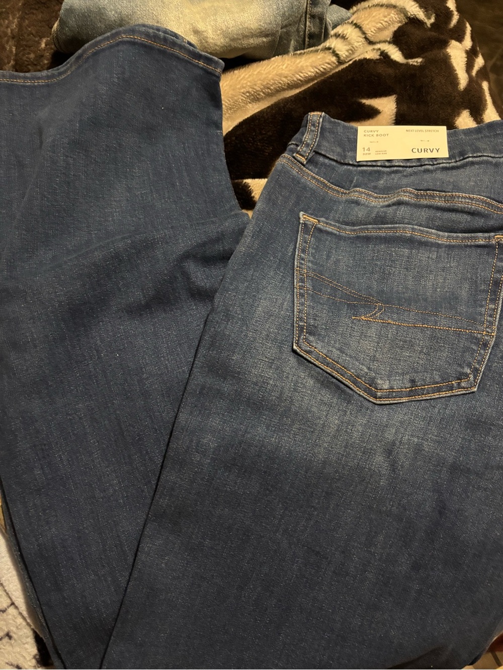 Curvy Blue Denim Jeans size 14 American eagle